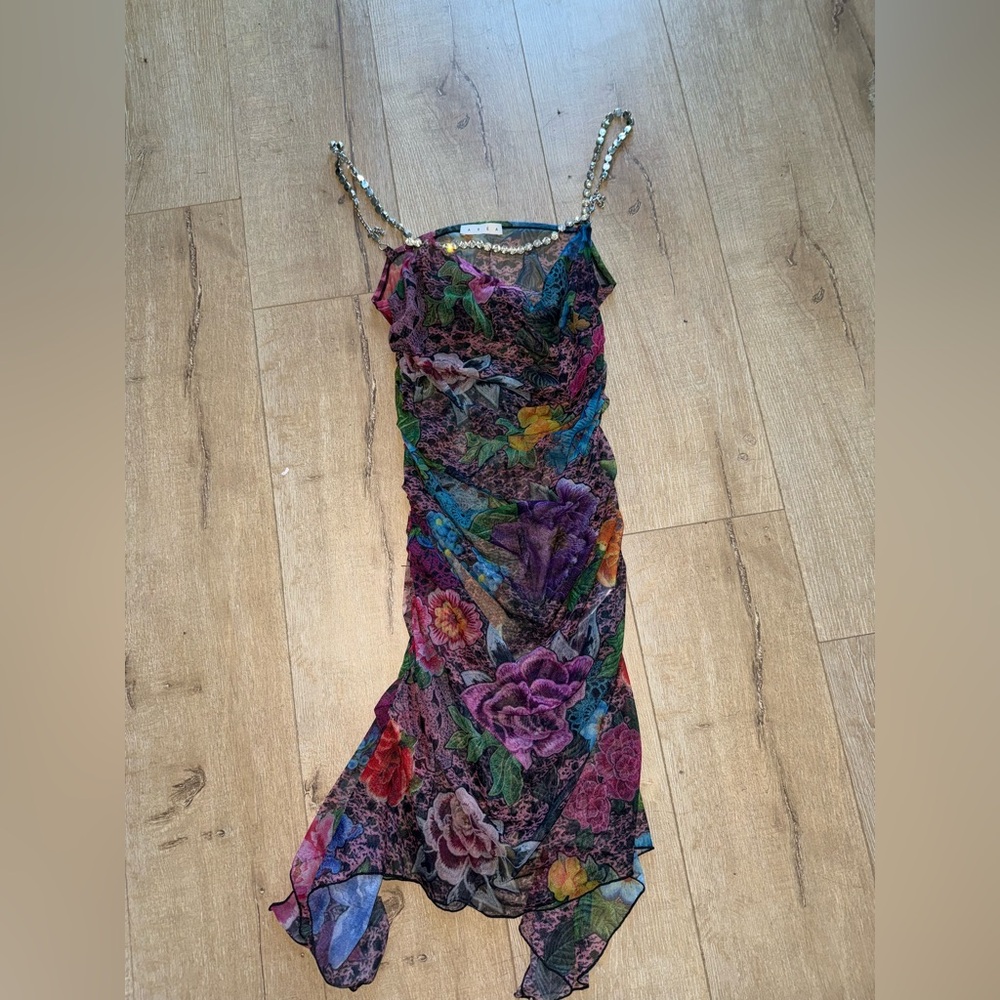 AREA Vibrant Floral Mini Dress